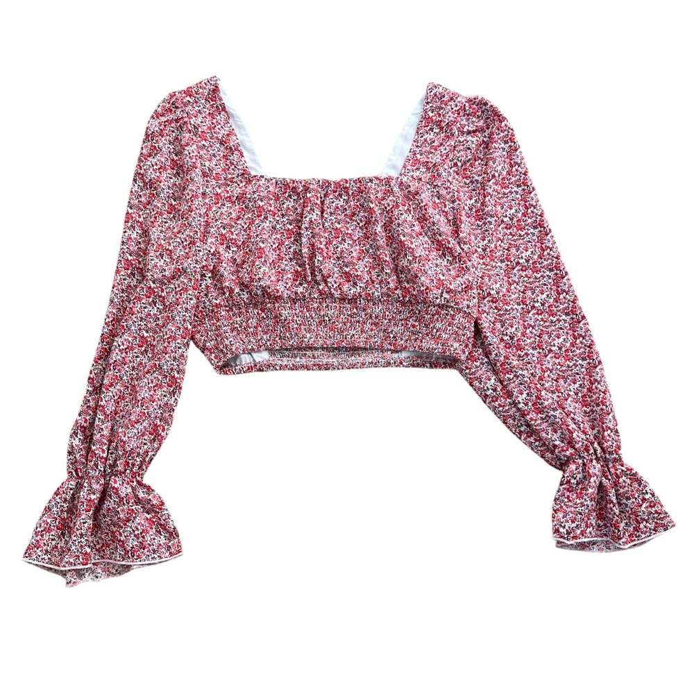 Cropped floral blouse